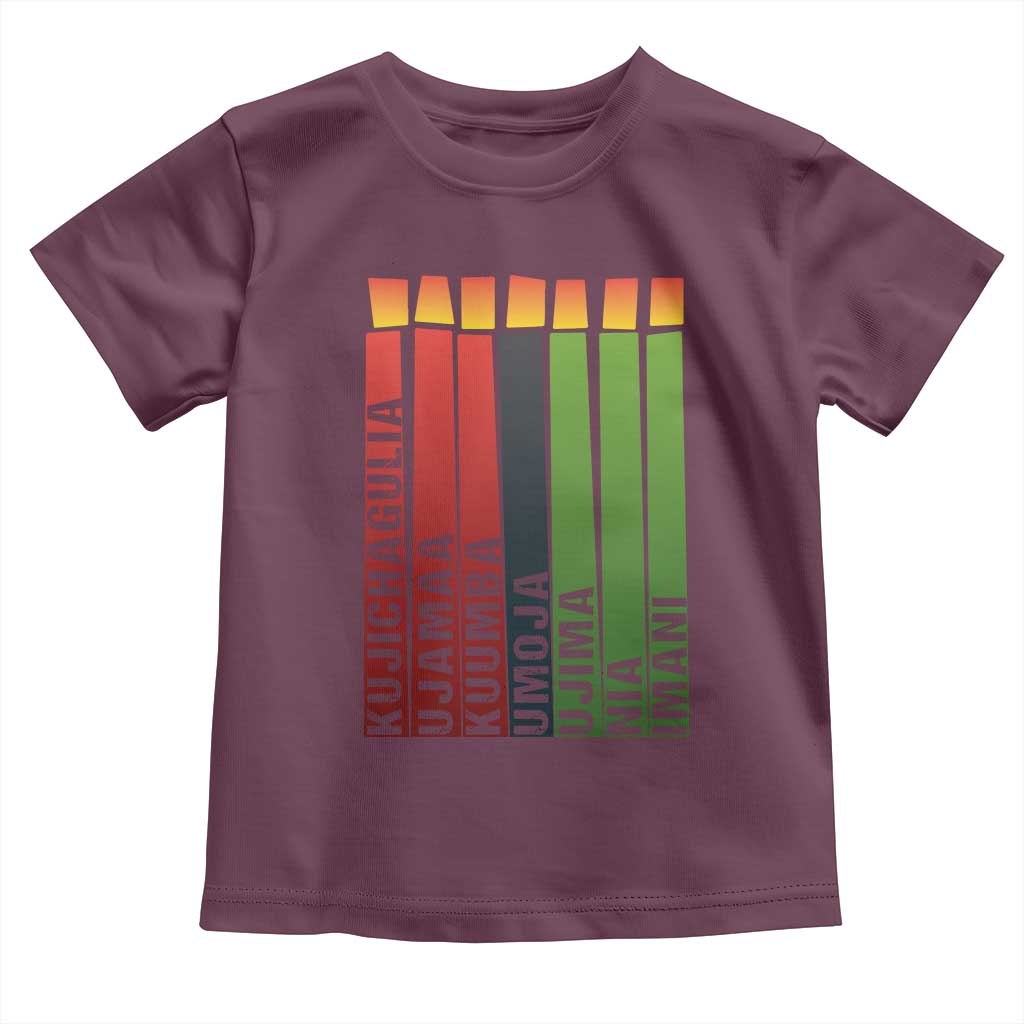 The 7 Principles Of Kwanzaa Toddler T Shirt Kinara Candles African Heritage TS11 Maroon Print Your Wear