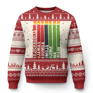 The 7 Principles Of Kwanzaa Ugly Christmas Sweater Kinara Candles African Heritage TS11 Red Print Your Wear