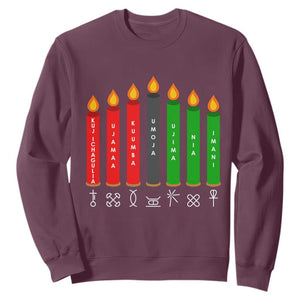 Nguzo Saba Symbols The 7 Principles Of Kwanzaa Sweatshirt Kinara Candles Symbol TS11 Maroon Print Your Wear