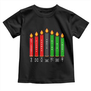 Nguzo Saba Symbols The 7 Principles Of Kwanzaa Toddler T Shirt Kinara Candles Symbol TS11 Black Print Your Wear