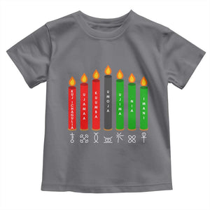 Nguzo Saba Symbols The 7 Principles Of Kwanzaa Toddler T Shirt Kinara Candles Symbol TS11 Charcoal Print Your Wear