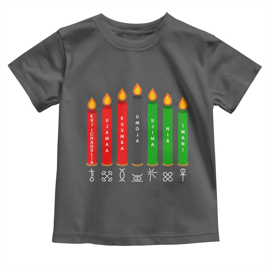 Nguzo Saba Symbols The 7 Principles Of Kwanzaa Toddler T Shirt Kinara Candles Symbol TS11 Dark Heather Print Your Wear