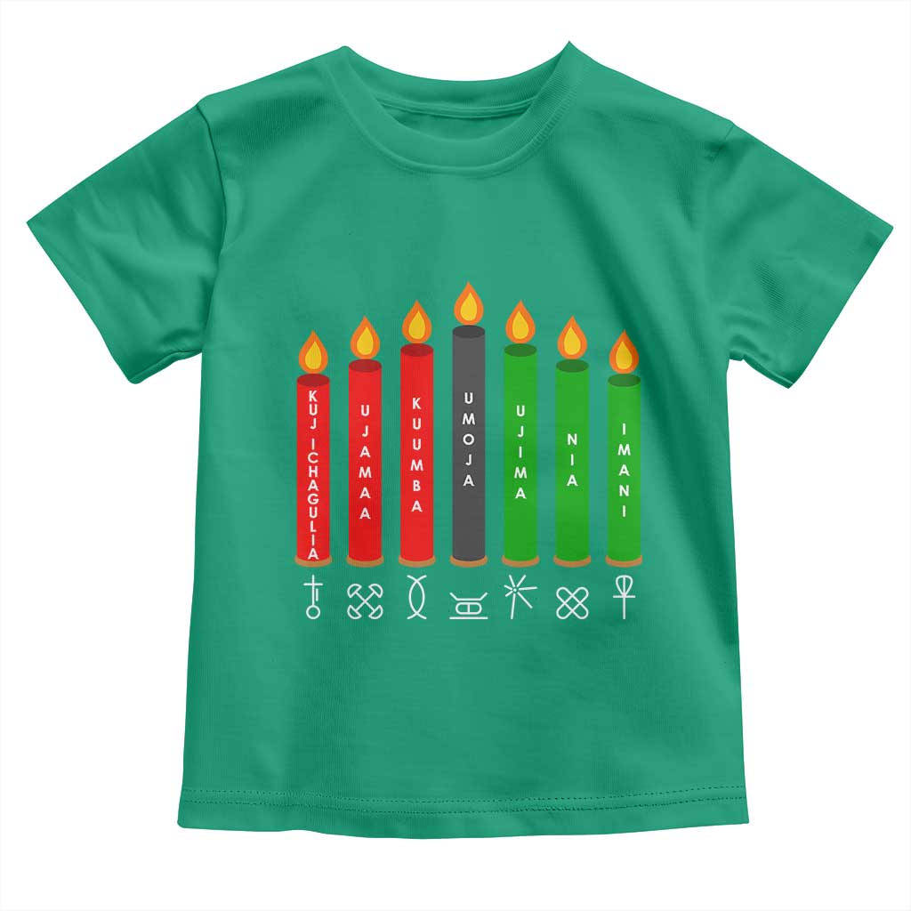 Nguzo Saba Symbols The 7 Principles Of Kwanzaa Toddler T Shirt Kinara Candles Symbol TS11 Irish Green Print Your Wear