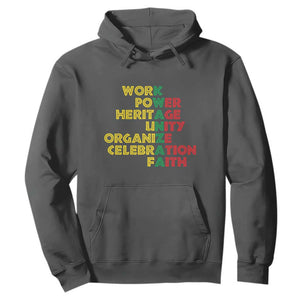 Kwanzaa Hoodie Work Power Heritage Unity Organize Celebration Faith African Heritage TS11 Dark Heather Print Your Wear