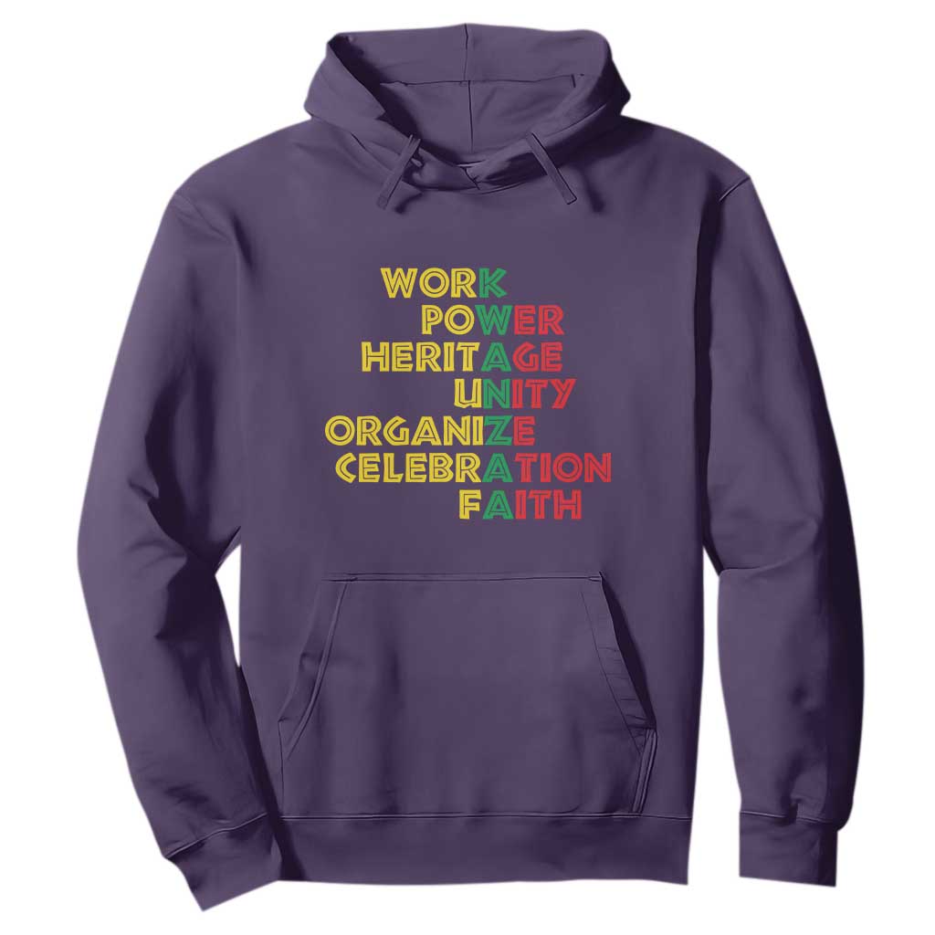Kwanzaa Hoodie Work Power Heritage Unity Organize Celebration Faith African Heritage TS11 Purple Print Your Wear