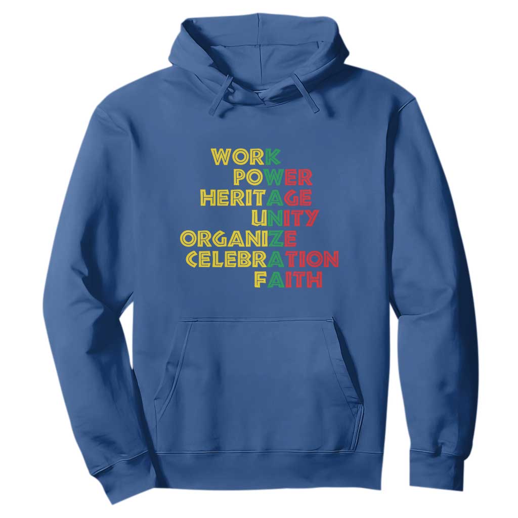 Kwanzaa Hoodie Work Power Heritage Unity Organize Celebration Faith African Heritage TS11 Royal Blue Print Your Wear