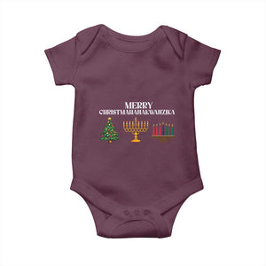 Merry Christmahanakwanzika Baby Onesie Christmas Hanukkah Kwanzaa TS11 Maroon Print Your Wear
