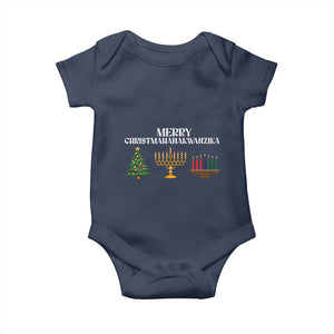 Merry Christmahanakwanzika Baby Onesie Christmas Hanukkah Kwanzaa TS11 Navy Print Your Wear