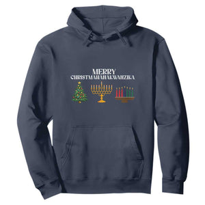 Merry Christmahanakwanzika Hoodie Christmas Hanukkah Kwanzaa TS11 Navy Print Your Wear