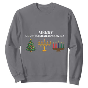 Merry Christmahanakwanzika Sweatshirt Christmas Hanukkah Kwanzaa TS11 Charcoal Print Your Wear