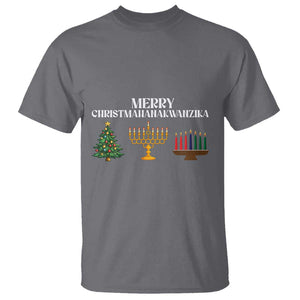 Merry Christmahanakwanzika T Shirt Christmas Hanukkah Kwanzaa TS11 Charcoal Print Your Wear