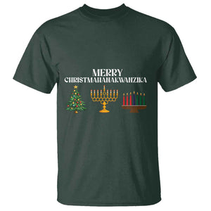 Merry Christmahanakwanzika T Shirt Christmas Hanukkah Kwanzaa TS11 Dark Forest Green Print Your Wear