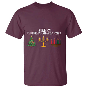 Merry Christmahanakwanzika T Shirt Christmas Hanukkah Kwanzaa TS11 Maroon Print Your Wear