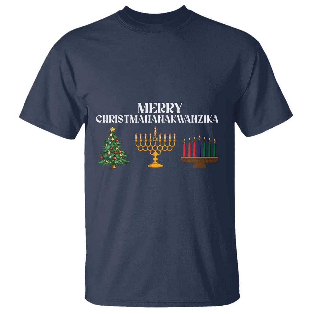 Merry Christmahanakwanzika T Shirt Christmas Hanukkah Kwanzaa TS11 Navy Print Your Wear