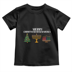 Merry Christmahanakwanzika Toddler T Shirt Christmas Hanukkah Kwanzaa TS11 Black Print Your Wear