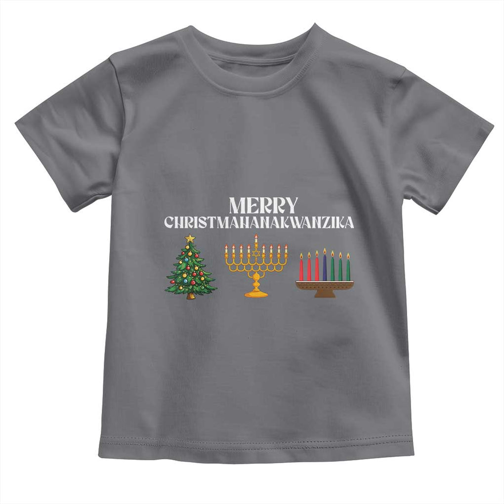 Merry Christmahanakwanzika Toddler T Shirt Christmas Hanukkah Kwanzaa TS11 Charcoal Print Your Wear