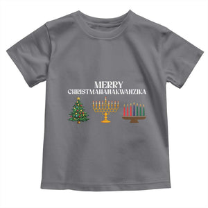 Merry Christmahanakwanzika Toddler T Shirt Christmas Hanukkah Kwanzaa TS11 Charcoal Print Your Wear