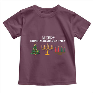 Merry Christmahanakwanzika Toddler T Shirt Christmas Hanukkah Kwanzaa TS11 Maroon Print Your Wear