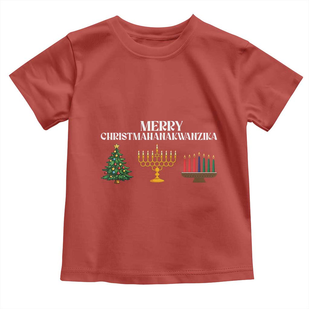 Merry Christmahanakwanzika Toddler T Shirt Christmas Hanukkah Kwanzaa TS11 Red Print Your Wear