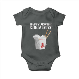 Happy Jewish Christmas Baby Onesie Chinese Noodle Asian Take Out TS11 Dark Heather Print Your Wear
