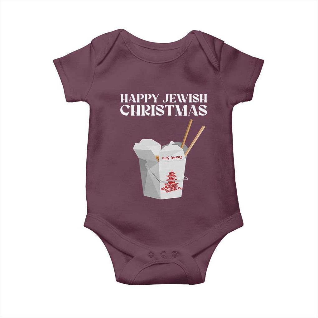 Happy Jewish Christmas Baby Onesie Chinese Noodle Asian Take Out TS11 Maroon Print Your Wear