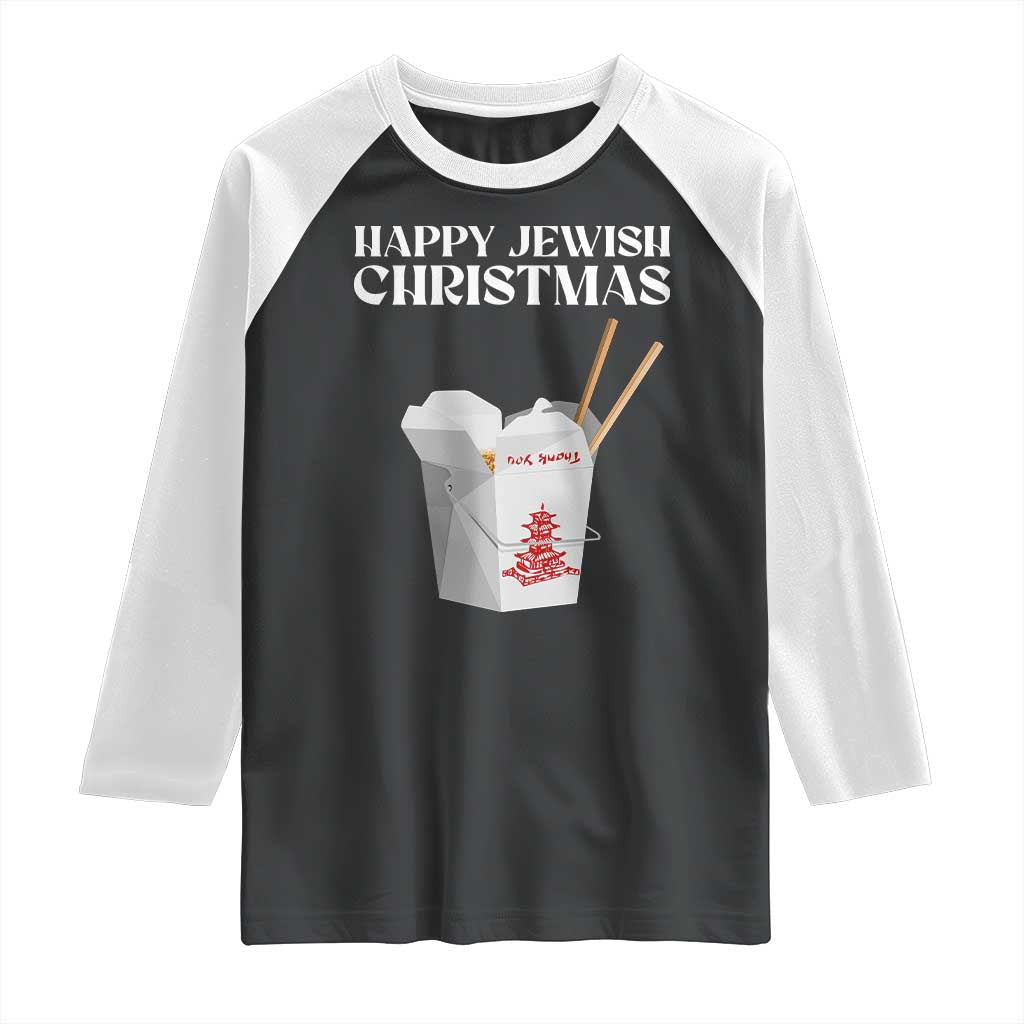 Happy Jewish Christmas Raglan Shirt Chinese Noodle Asian Take Out TS11 Black White Print Your Wear