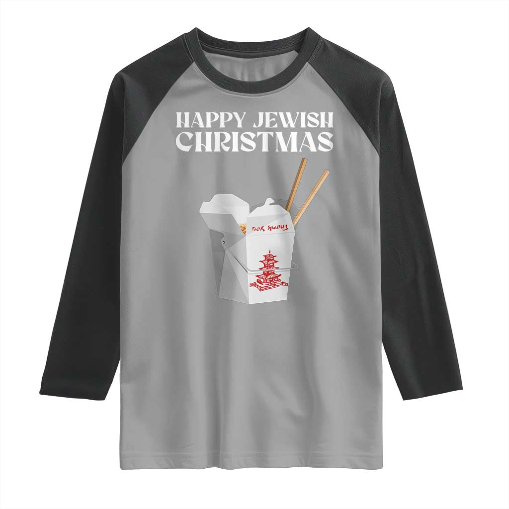 Happy Jewish Christmas Raglan Shirt Chinese Noodle Asian Take Out TS11 Sport Gray Black Print Your Wear