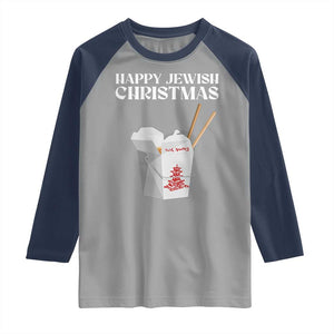 Happy Jewish Christmas Raglan Shirt Chinese Noodle Asian Take Out TS11 Sport Gray Navy Print Your Wear