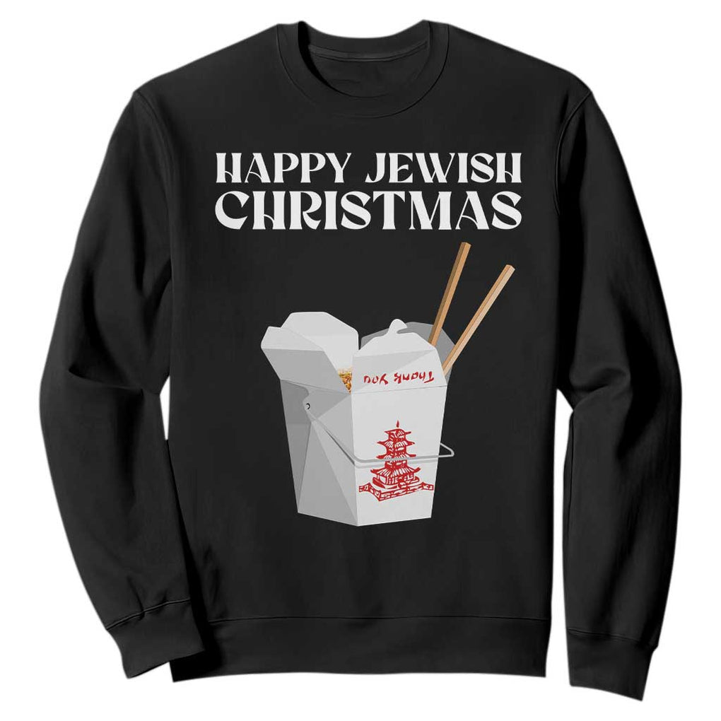 Happy Jewish Christmas Sweatshirt Chinese Noodle Asian Take Out TS11 Black Print Your Wear