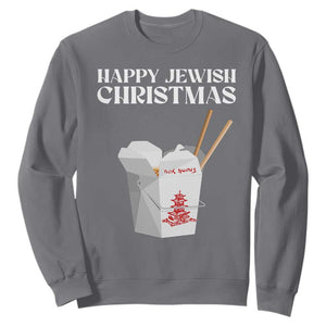 Happy Jewish Christmas Sweatshirt Chinese Noodle Asian Take Out TS11 Charcoal Print Your Wear