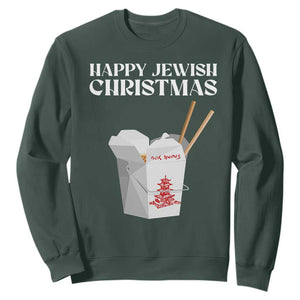 Happy Jewish Christmas Sweatshirt Chinese Noodle Asian Take Out TS11 Dark Forest Green Print Your Wear