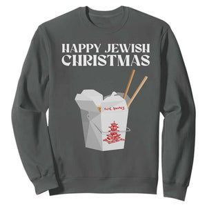 Happy Jewish Christmas Sweatshirt Chinese Noodle Asian Take Out TS11 Dark Heather Print Your Wear