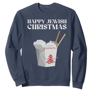 Happy Jewish Christmas Sweatshirt Chinese Noodle Asian Take Out TS11 Navy Print Your Wear
