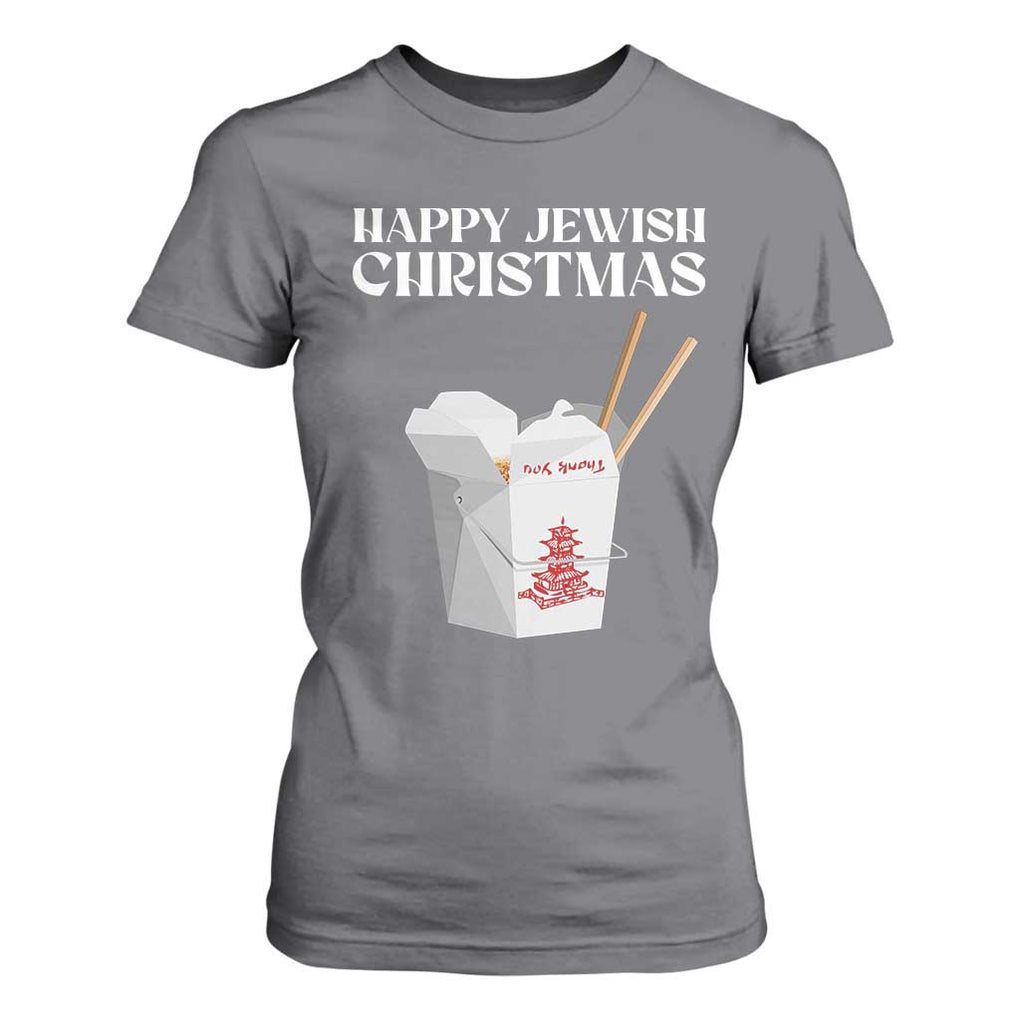 Happy Jewish Christmas T Shirt For Women Chinese Noodle Asian Take Out TS11 Charcoal Print Your Wear