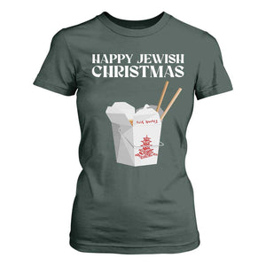 Happy Jewish Christmas T Shirt For Women Chinese Noodle Asian Take Out TS11 Dark Forest Green Print Your Wear