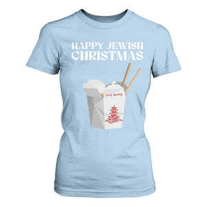 Happy Jewish Christmas T Shirt For Women Chinese Noodle Asian Take Out TS11 Light Blue Print Your Wear