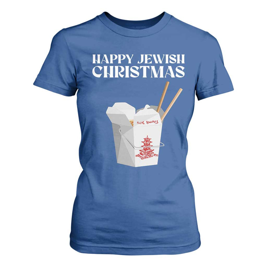 Happy Jewish Christmas T Shirt For Women Chinese Noodle Asian Take Out TS11 Royal Blue Print Your Wear