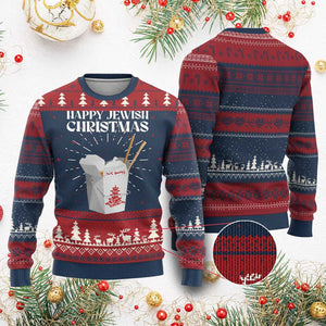 Happy Jewish Xmas Ugly Christmas Sweater Chinese Noodle Asian Take Out TS11 Burgundy Print Your Wear
