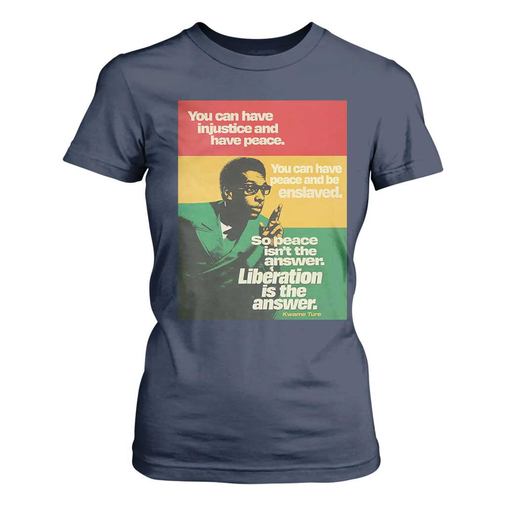 Stokely Carmichael Quote T Shirt For Women You Can Have Injustice And Have Peace And Be Enslaved TS11 Navy Print Your Wear