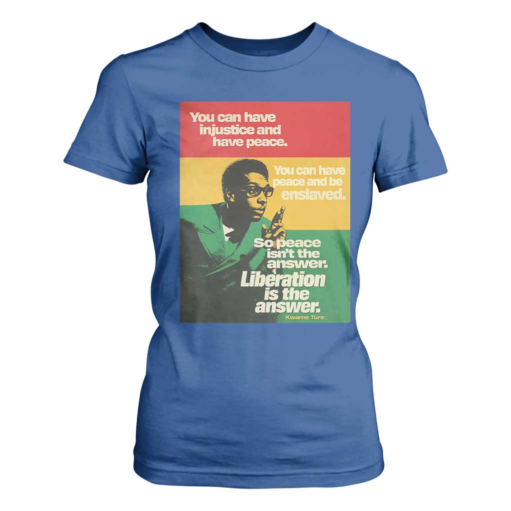 Stokely Carmichael Quote T Shirt For Women You Can Have Injustice And Have Peace And Be Enslaved TS11 Royal Blue Print Your Wear