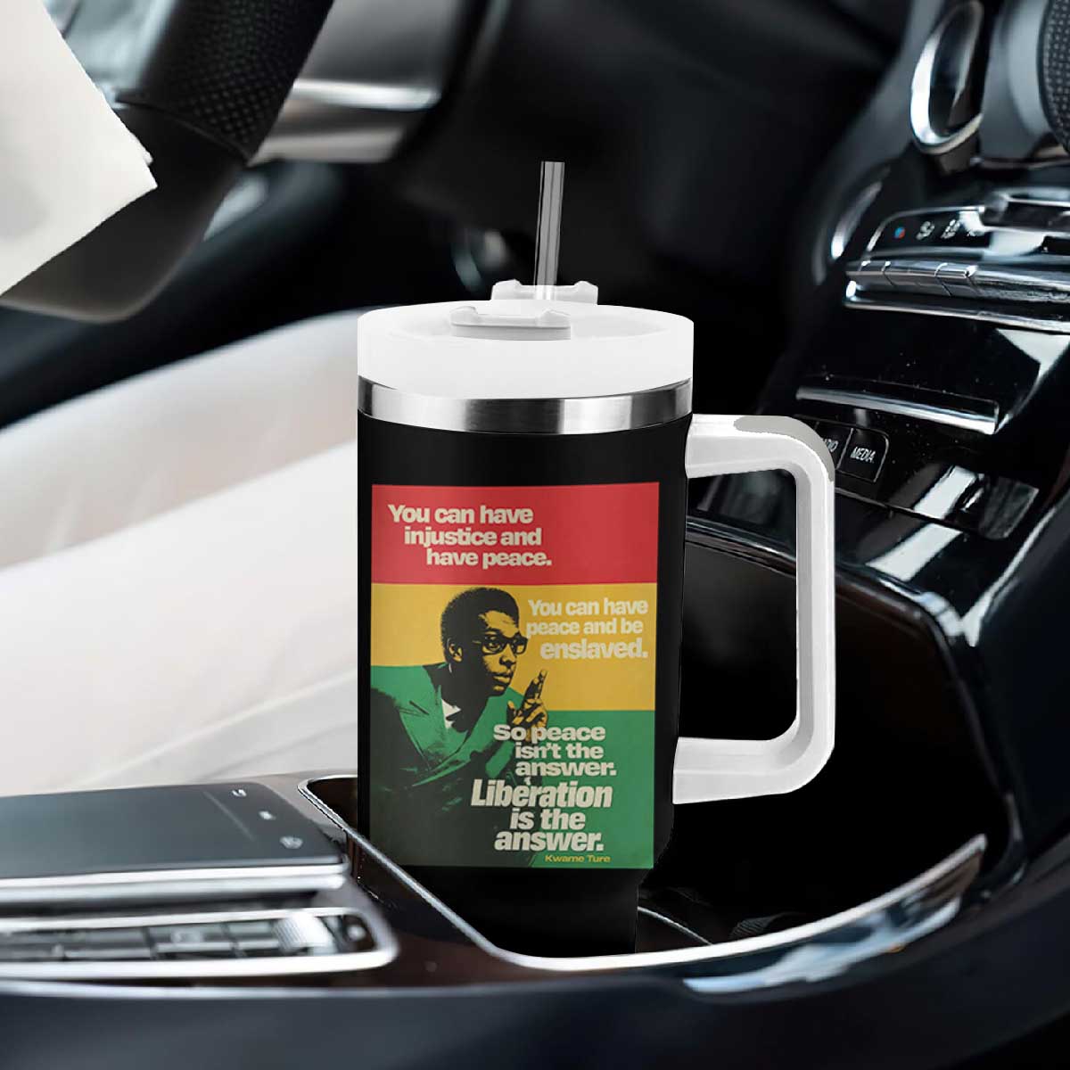 Stokely Carmichael Quote Tumbler With Handle You Can Have Injustice And Have Peace And Be Enslaved TS11 Print Your Wear