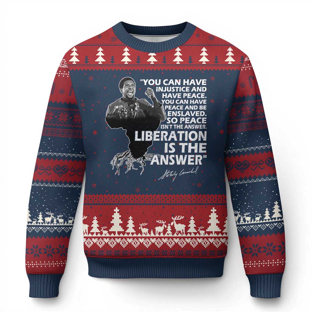 Stokely Carmichael Quote Ugly Christmas Sweater You Can Have Injustice And Have Peace And Be Enslaved Black History Month TS11 Navy Red Print Your Wear