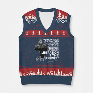 Stokely Carmichael Quote V-Neck Knit Sweater Vest You Can Have Injustice And Have Peace And Be Enslaved Black History Month TS11 Navy Red Print Your Wear