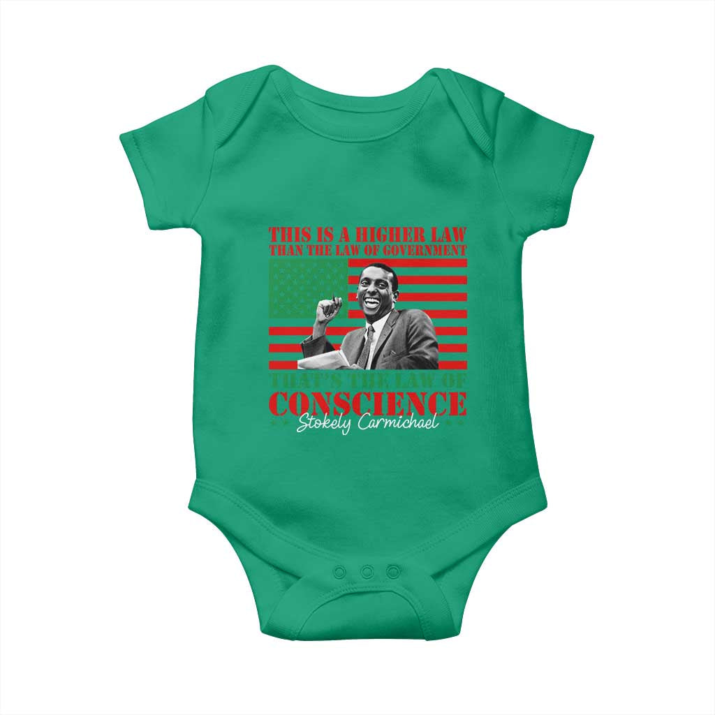 Stokely Carmichael Baby Onesie That's The Law Of Conscience American Flag TS11 Irish Green Print Your Wear