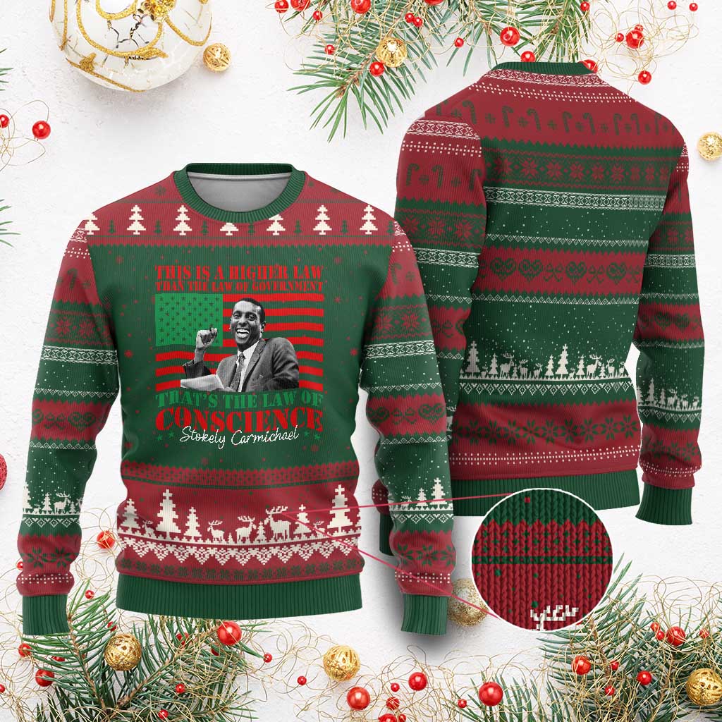 Stokely Carmichael Ugly Christmas Sweater That's The Law Of Conscience American Flag TS11 Red Green Print Your Wear