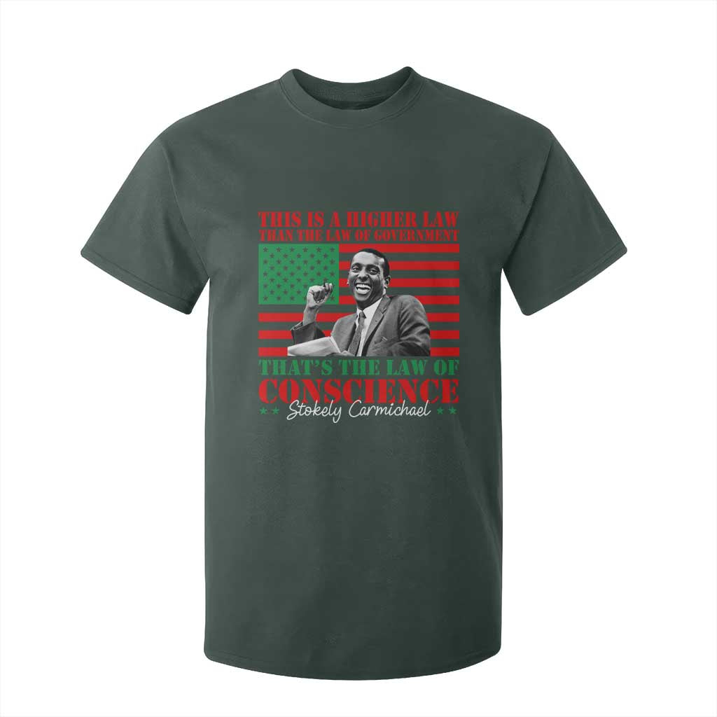 Stokely Carmichael T Shirt For Kid That's The Law Of Conscience American Flag TS11 Dark Forest Green Print Your Wear