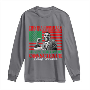 Stokely Carmichael Long Sleeve Shirt That's The Law Of Conscience American Flag TS11 Charcoal Print Your Wear