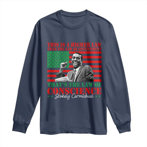 Stokely Carmichael Long Sleeve Shirt That's The Law Of Conscience American Flag TS11 Navy Print Your Wear