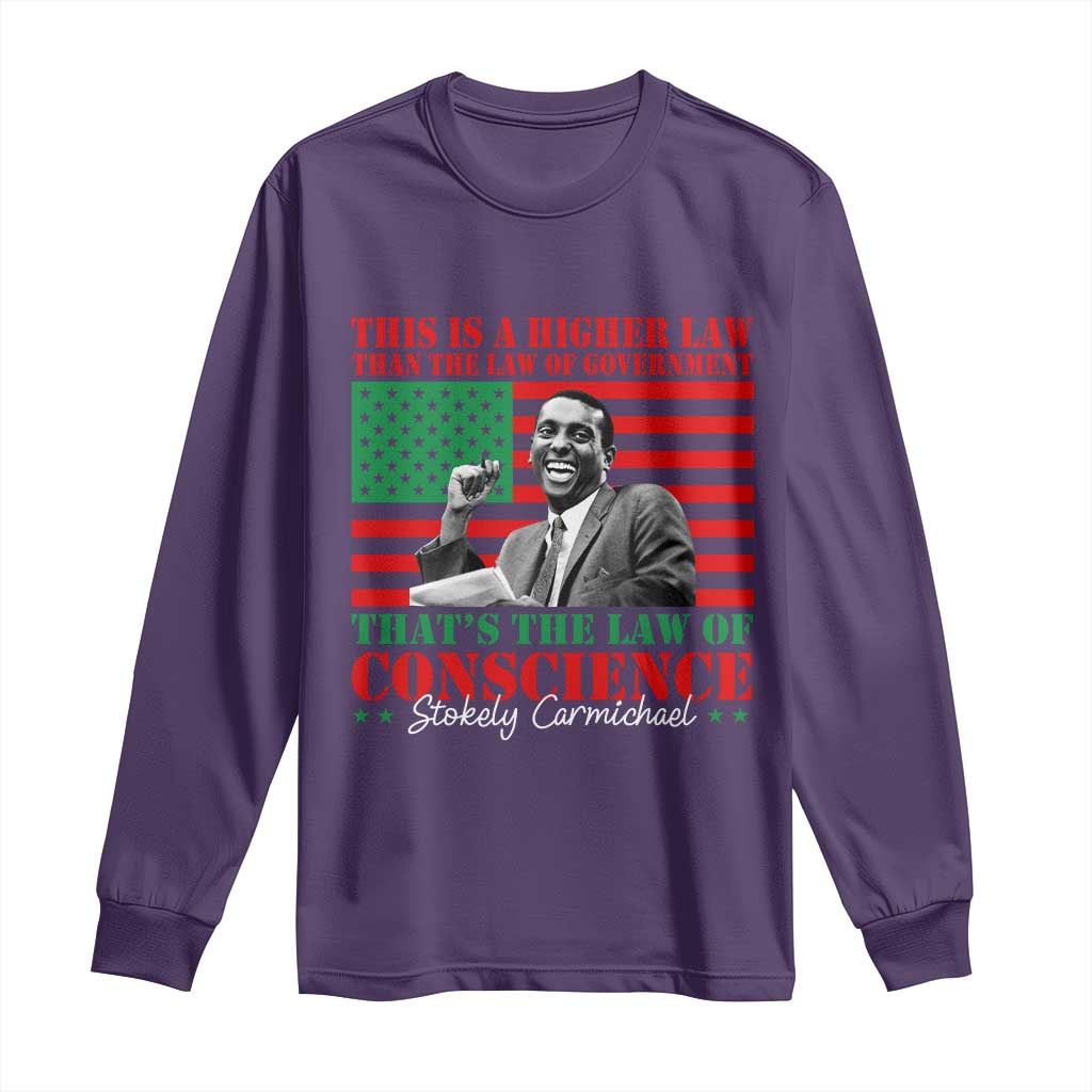 Stokely Carmichael Long Sleeve Shirt That's The Law Of Conscience American Flag TS11 Purple Print Your Wear