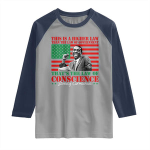 Stokely Carmichael Raglan Shirt That's The Law Of Conscience American Flag TS11 Sport Gray Navy Print Your Wear